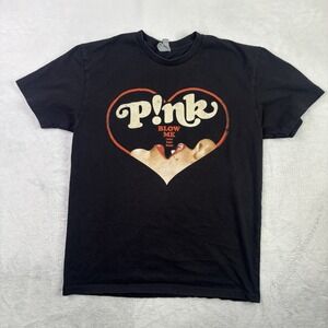 2012 Pink Blow Me One Last Kiss Black Short Sleeve Graphic Band Shirt Women's M